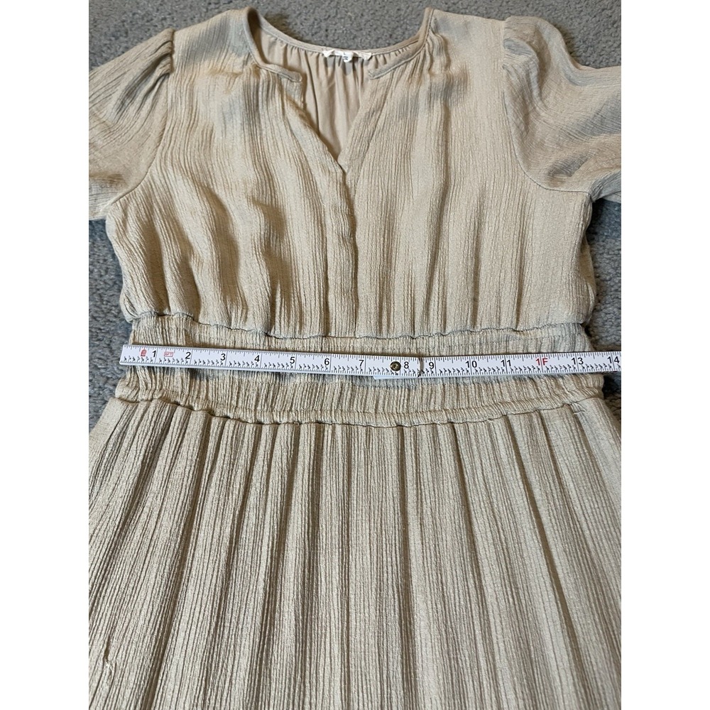 Anthropologie August Sky Tiered Dress Sz L Midi Beige Crinkly Boho Peasant - Picture 7 of 13